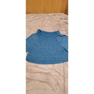 Free People Women's Cowl Neck Sweater Boxy Cropped Boho Size XS Blue Boho
